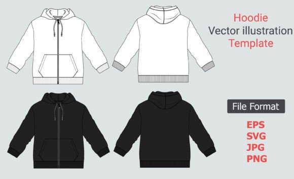 Black, White Color Hoodie SVG Template: A Design Asset