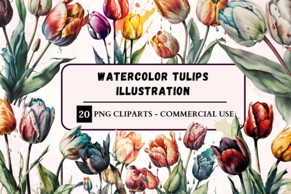 Bring Your Projects to Life with Watercolour Tulips Illustration Clipart