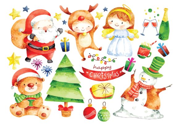 Christmas Cartoon Water Color Vector: A Designer's Festive Toolkit