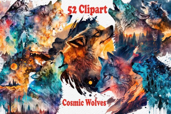 Cosmic Wolves Clipart: A Guide to This Watercolour Art