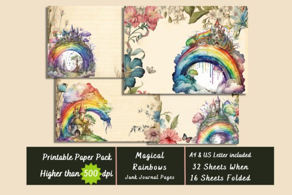 Digital Enchantment: The Watercolour Rainbow Magical Digital Page