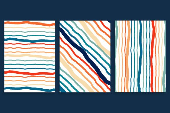 Hand Drawn Lines Covers in Retro Color: A Design Asset