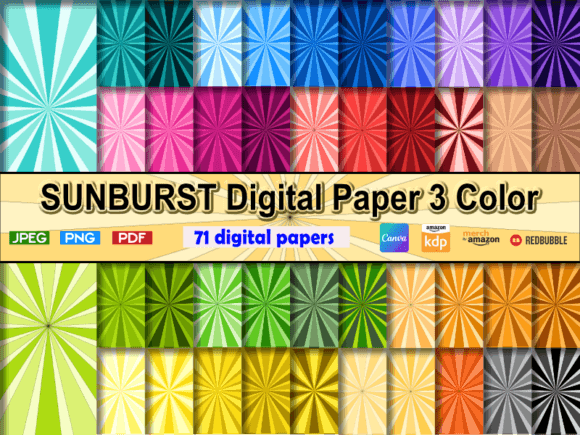 Sunburst Digital Paper 3 Color Classic: A Designer's Go-To Asset