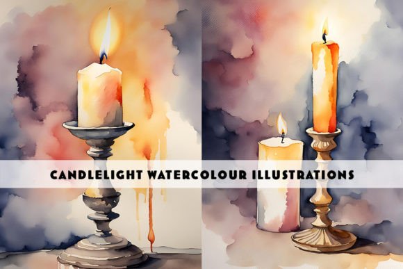 The Warm Glow of the Burning Candles Watercolour Duo