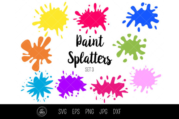Unleash Creative Energy with 9 Color Splatter Paint SVG Clipart Set 3