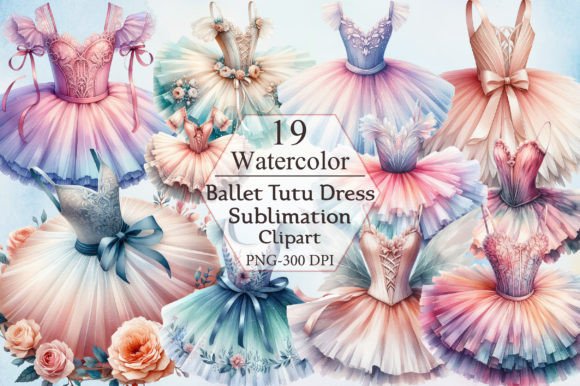Watercolour Ballet Tutu Dress Clipart: A Whimsical Design Essential
